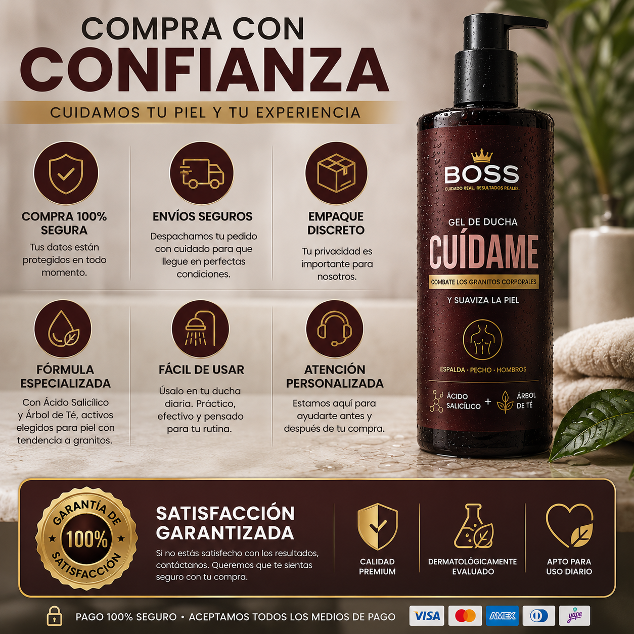 BOSS CUÍDAME — Gel de Ducha Anti-Granitos