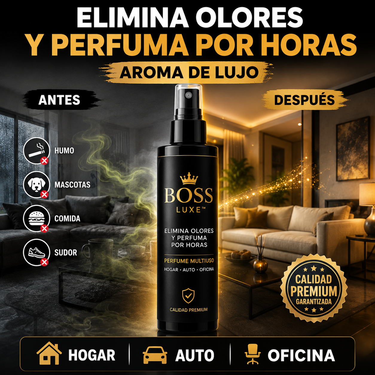 BOSS LUXE™ – Elimina Olores y Perfuma por Horas