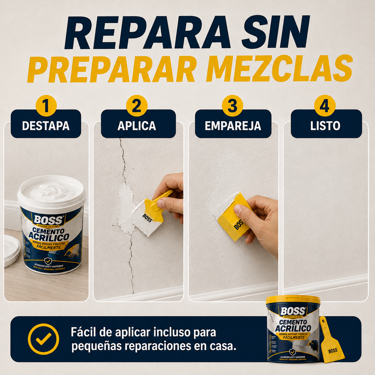 Cemento Acrílico – Repara Grietas y Huecos Fácilmente
