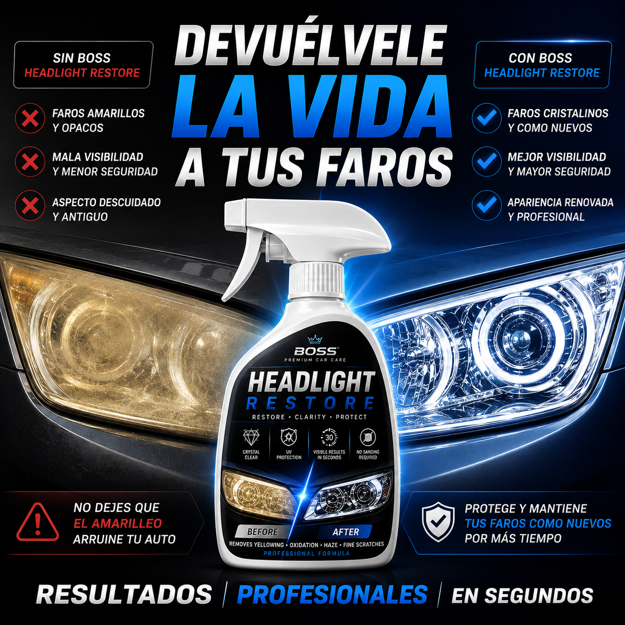 BOSS Headlight Restore – Restaura y Recupera Faros Opacos