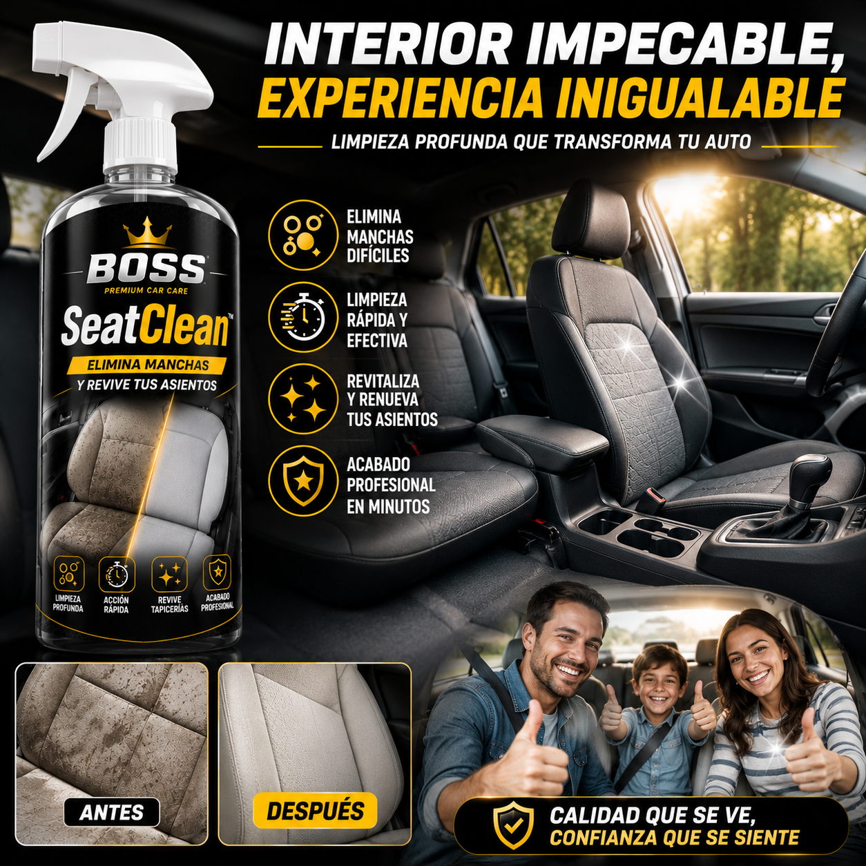 BOSS SeatClean™ – Elimina Manchas y Revive tus Asientos