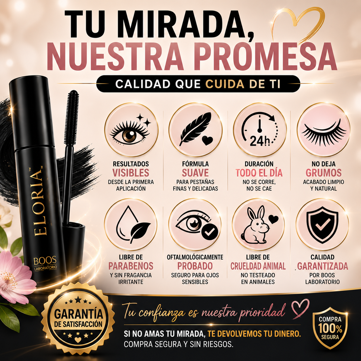 ELORIA™ – Hasta 3X Más Longitud y Volumen Mientras Cuida tus Pestañas