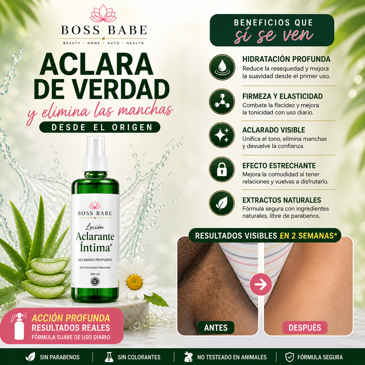 LOCIÓN ACLARANTE INTIMA - Elimina manchas desde el origen • Resultados visibles en 14 días