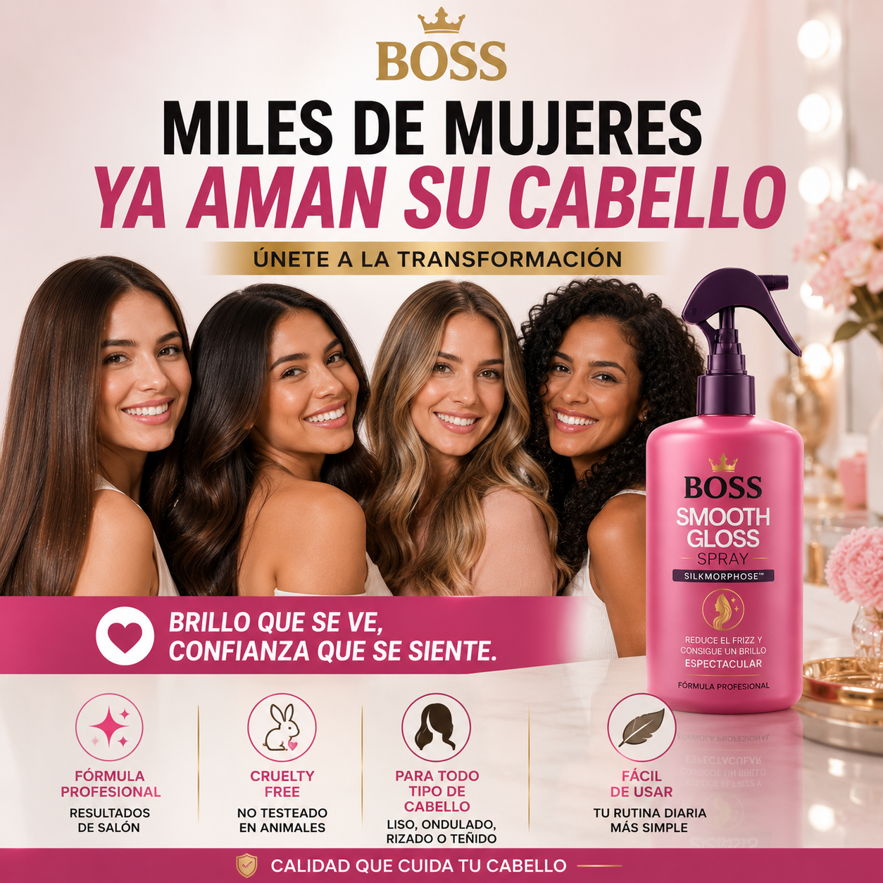 Smooth Gloss Spray – Reduce el Frizz y Consigue un Brillo Espectacular