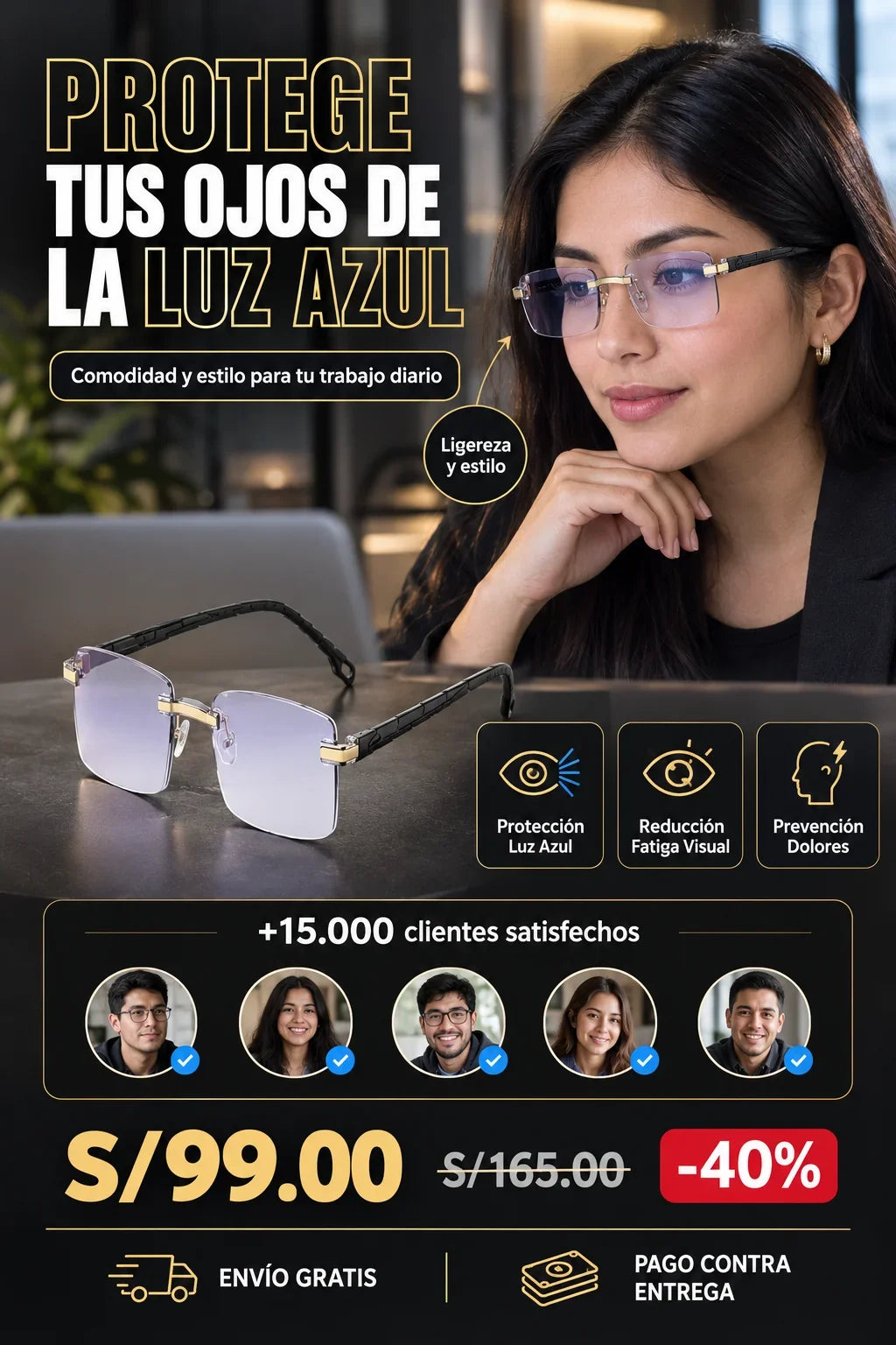 GAFAS ANTIRREFLECTANTES TR-90 UNISEX