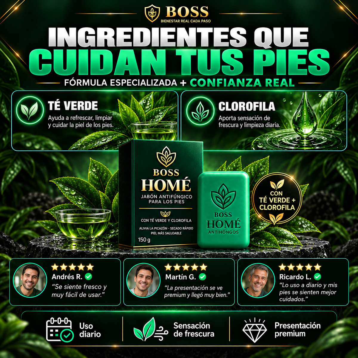 BOSS HOMÉ™ | Jabón Antifúngico para el Cuidado de los Pies