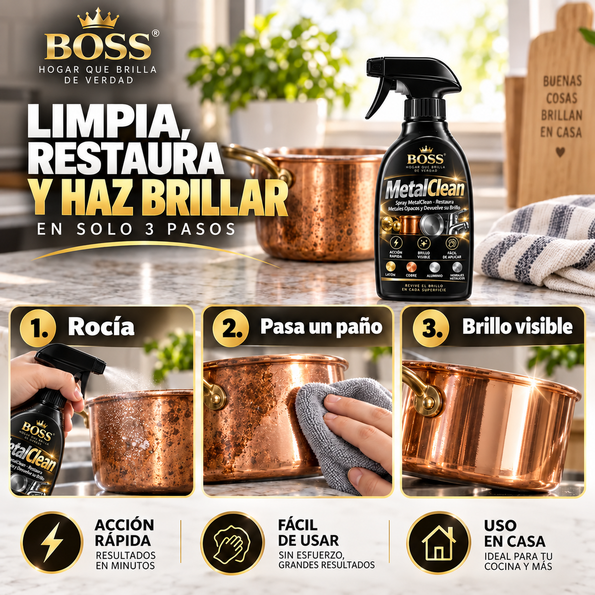 Spray MetalClean – Removedor Instantáneo De Latón y Cobre