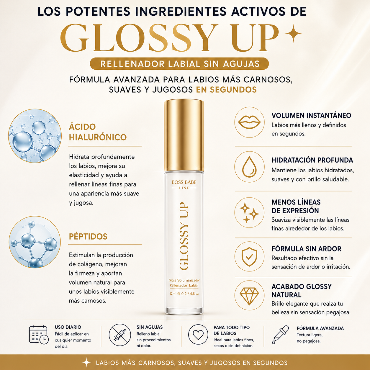 💋GLOSSY UP-Rellenador Labial Sin Agujas