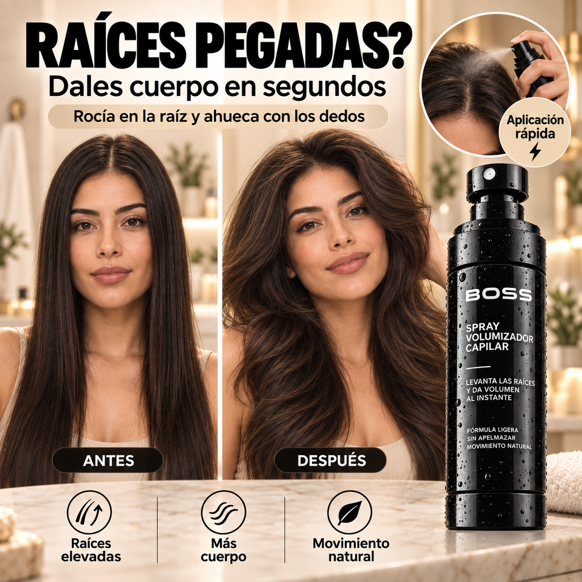 Spray Volumizador Capilar – Levanta las Raíces y Da Volumen al Instante
