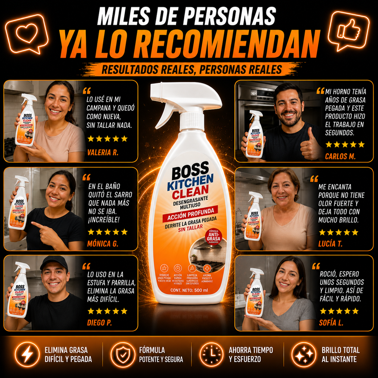 BOSS KITCHEN CLEAN™- Tecnología Desintegradora de Grasa