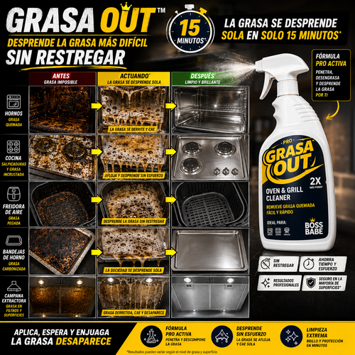 GRASA OUT™- Disuelve Grasa Quemada Sin Esfuerzo