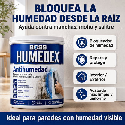 BOSS HUMEDEX® Antihumedad – Bloquea la Humedad y Elimina Manchas, Moho y Salitre