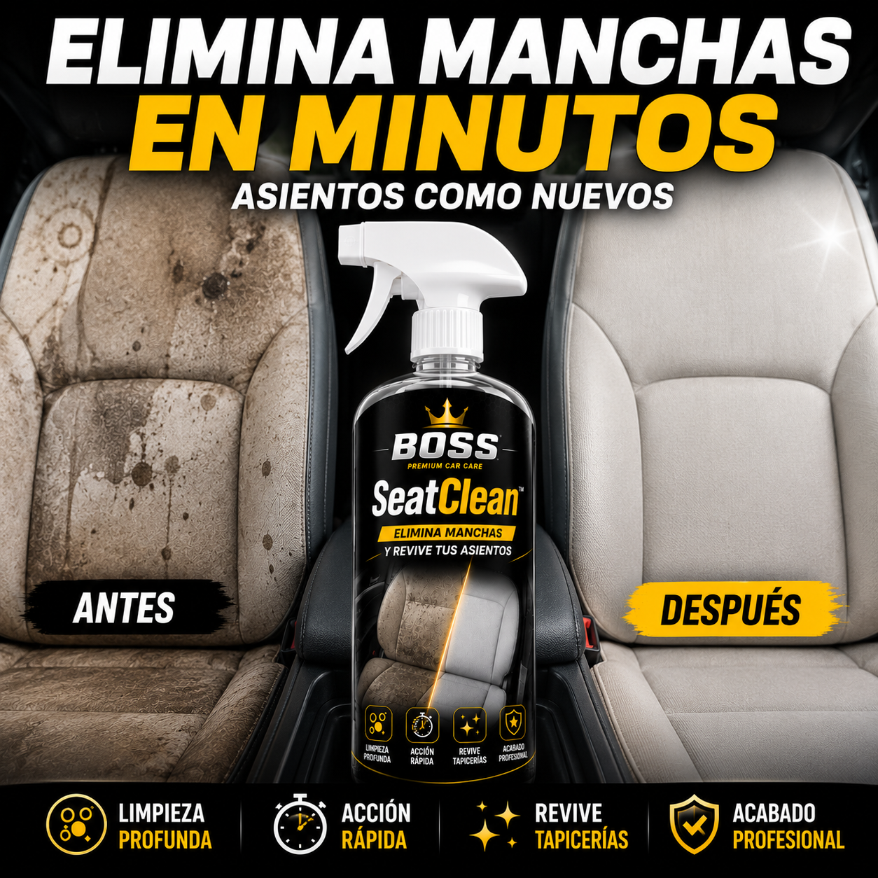 BOSS SeatClean™ – Elimina Manchas y Revive tus Asientos