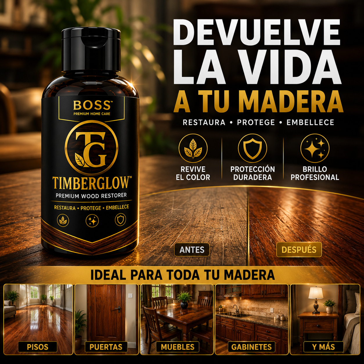 BOSS TIMBERGLOW™ – Restaura el Brillo y Color Original de tu Madera