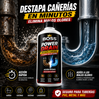BOSS POWER DRAIN - DESTAPA CAÑERÍAS Y ELIMINA MALOS OLORES