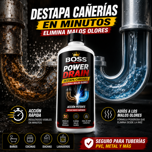 BOSS POWER DRAIN - DESTAPA CAÑERÍAS Y ELIMINA MALOS OLORES
