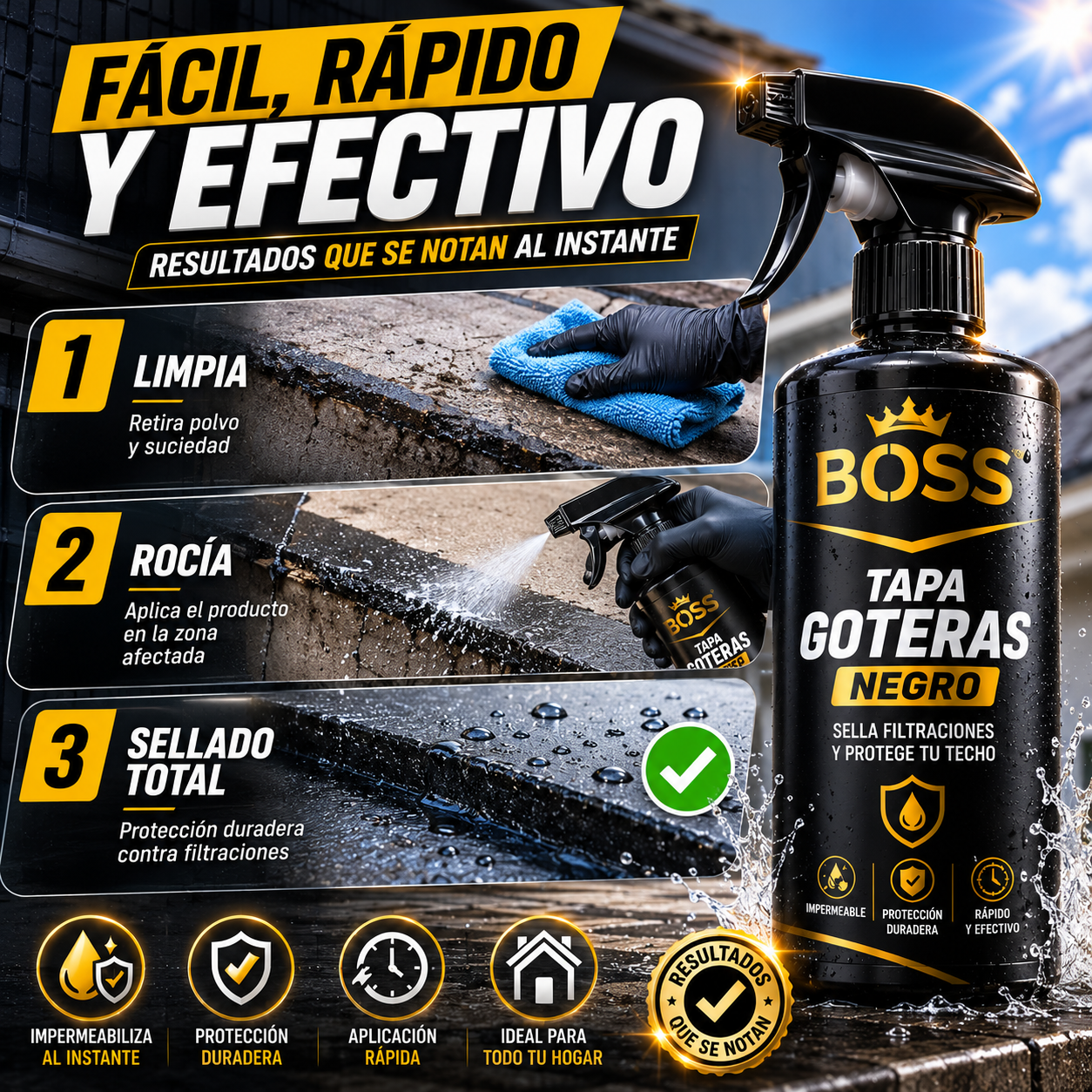 Tapa Goteras Negro – Sella Filtraciones y Protege tu Techo