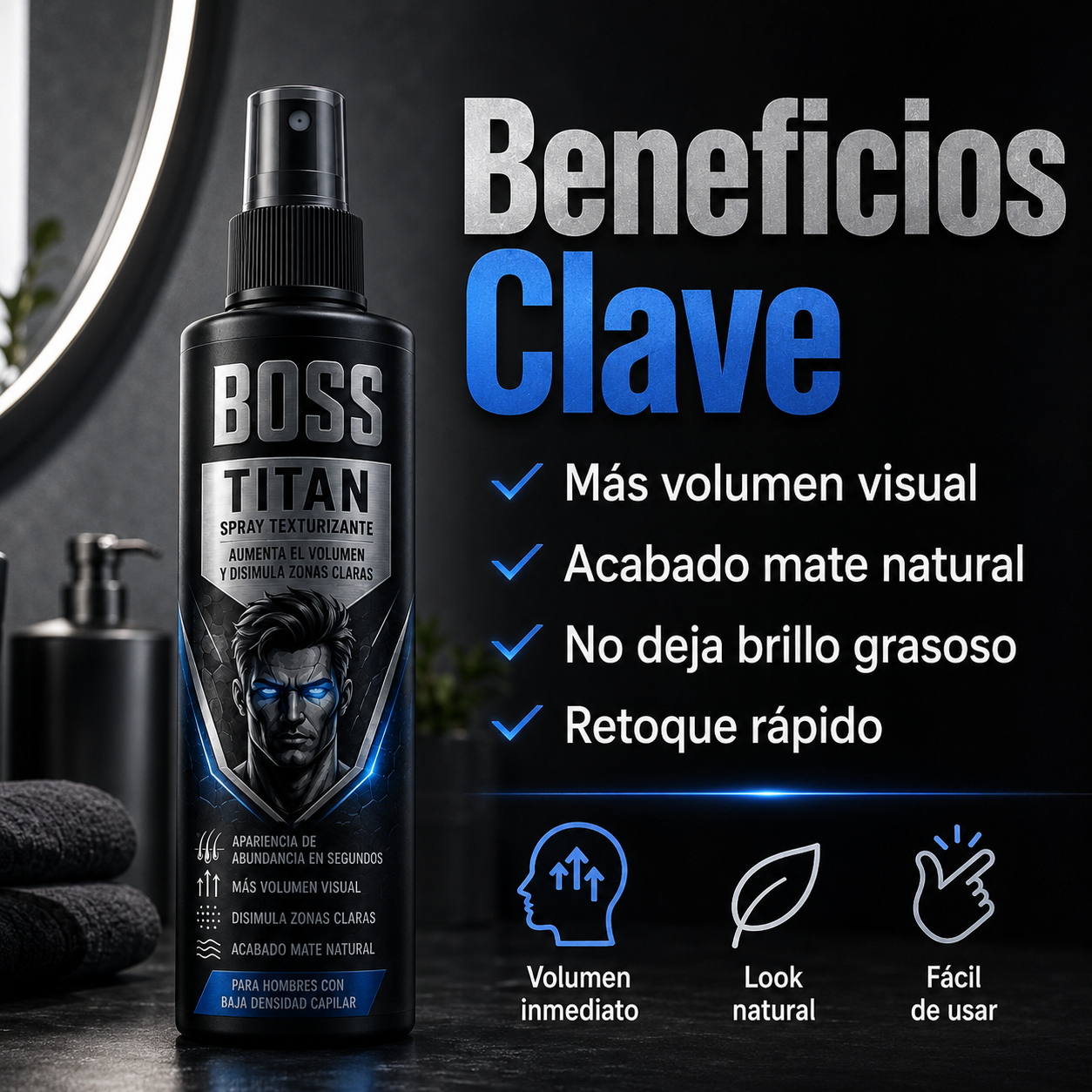TITAN Spray Texturizante – Aumenta el Volumen y Disimula Zonas Claras