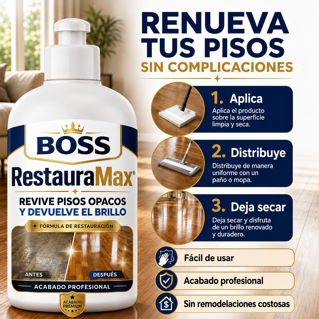 RestauraMax® – Revive Pisos Opacos y Devuelve el Brillo