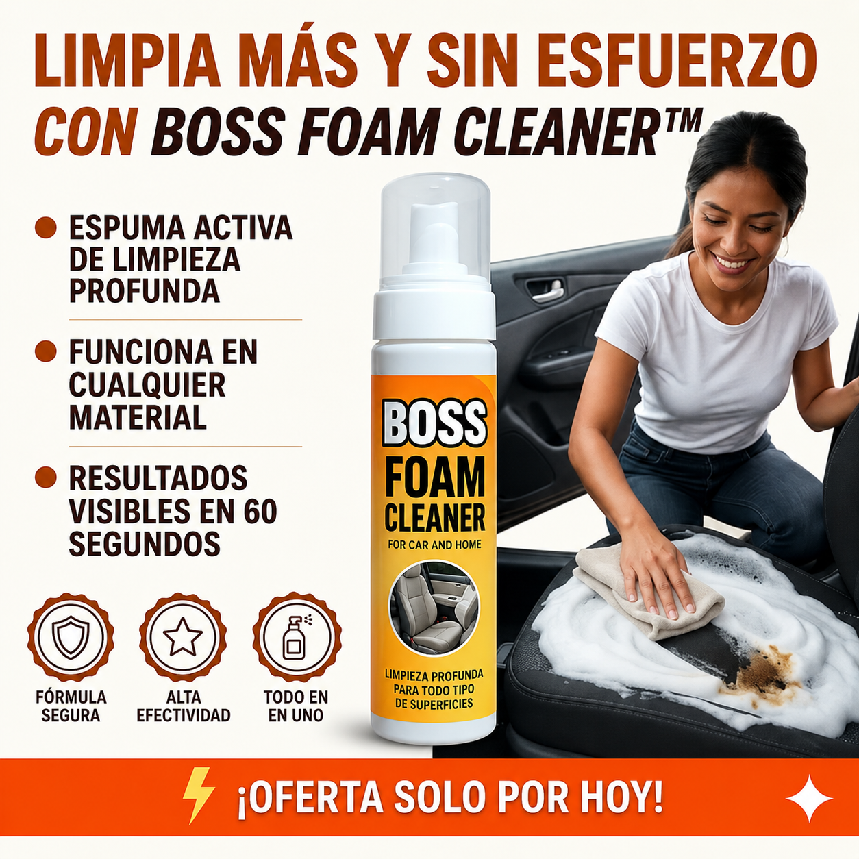 Boss FoamCleaner™ | Elimina manchas imposibles al instante sin esfuerzo