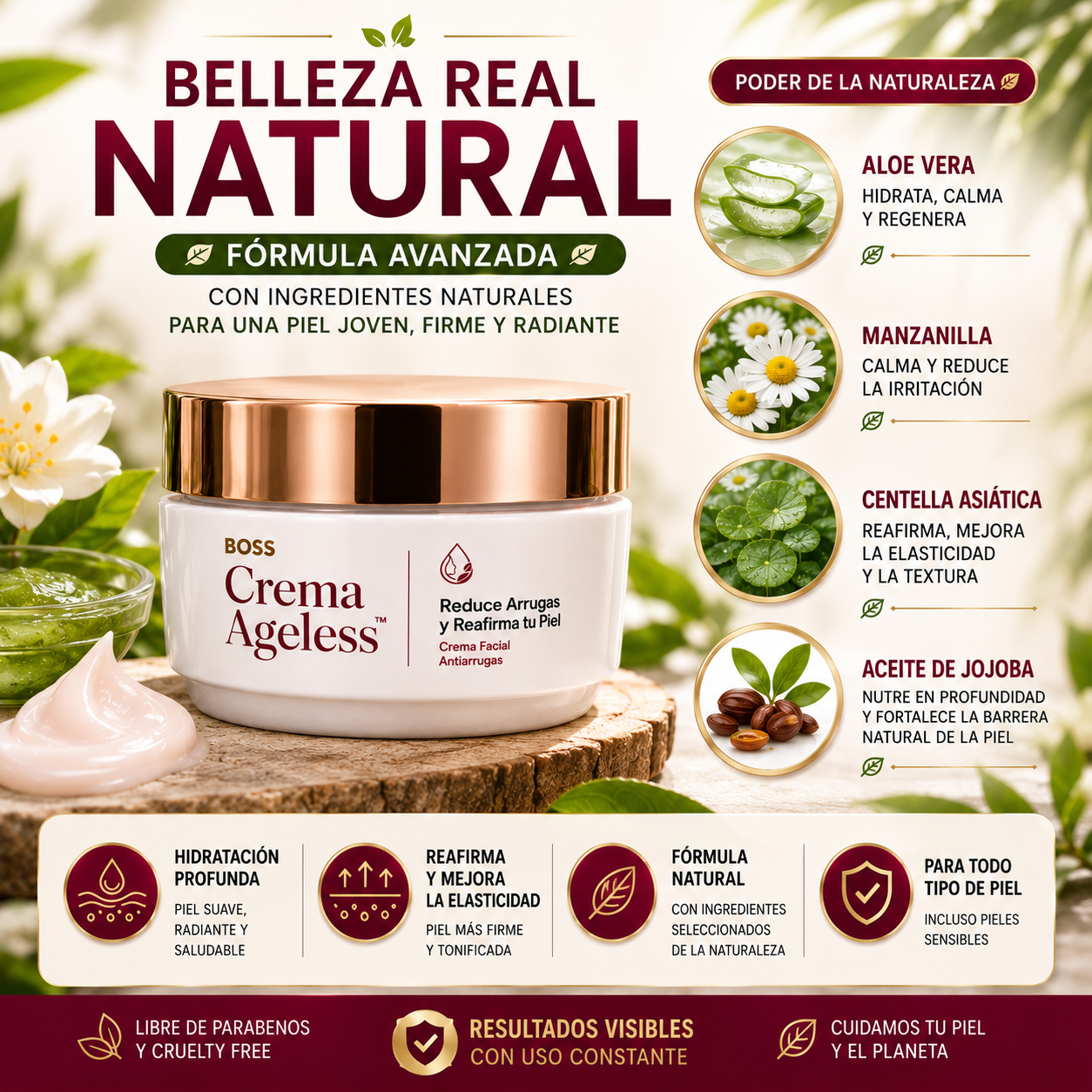 Crema Ageless™ – Reduce Arrugas y Reafirma tu Piel
