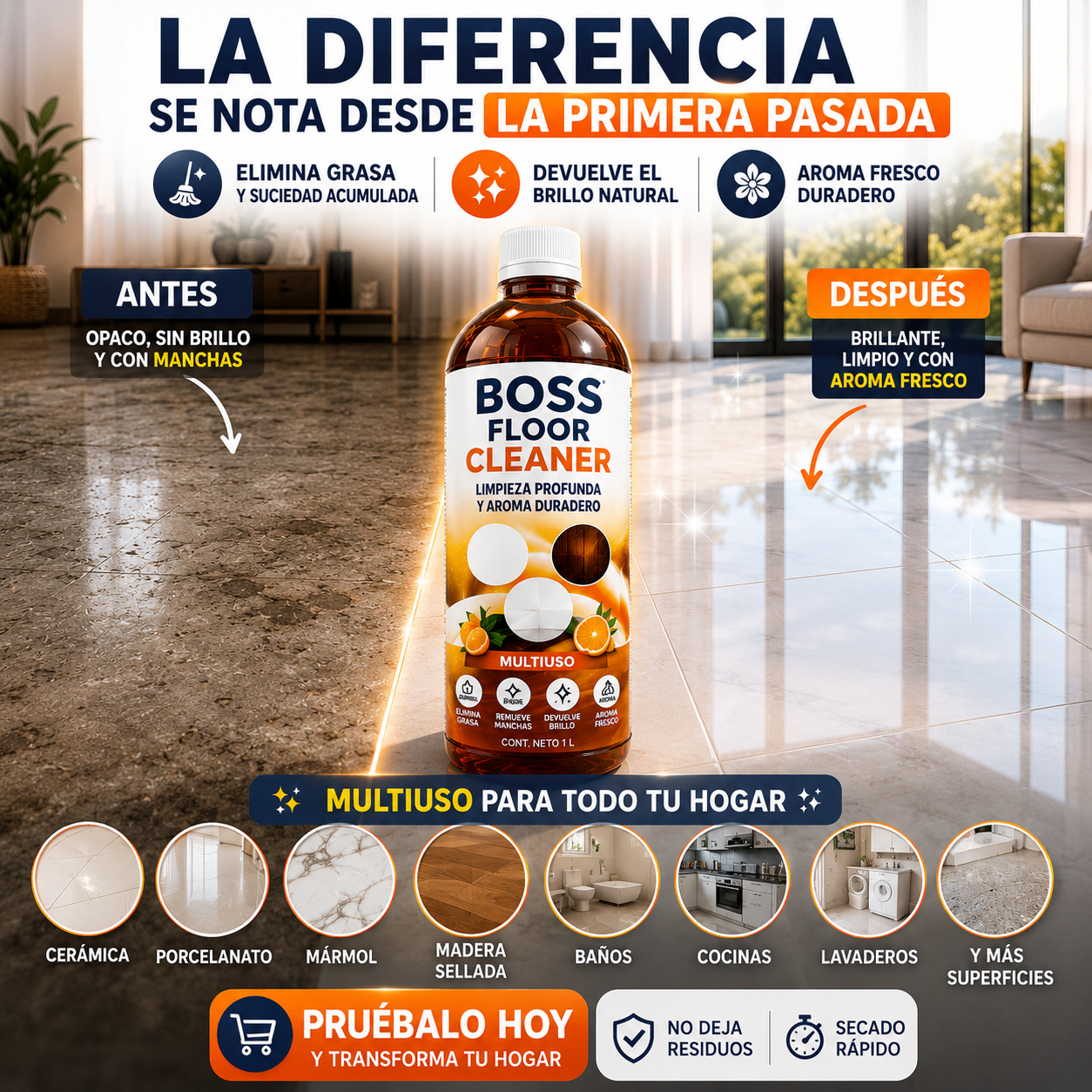 Boss Floor Cleaner-Limpieza Profesional Para Tu Hogar