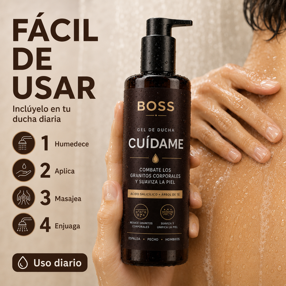 BOSS CUÍDAME — Gel de Ducha Anti-Granitos