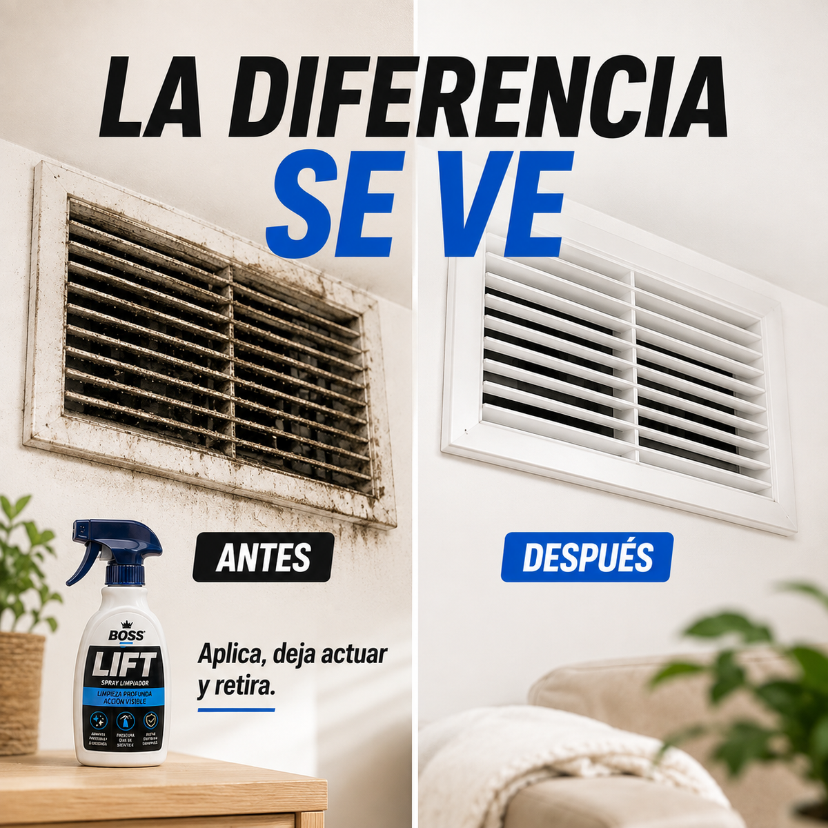 BOSS LIFT | Spray limpiador para ventiladores, rejillas y aire acondicionado