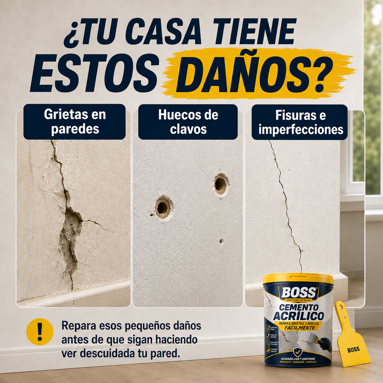 Cemento Acrílico – Repara Grietas y Huecos Fácilmente