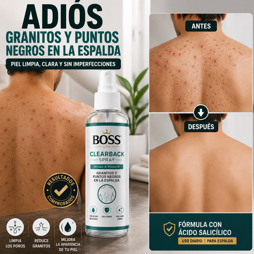 ClearBack Spray – Ayuda a Reducir Granitos y Puntos Negros en la Espalda