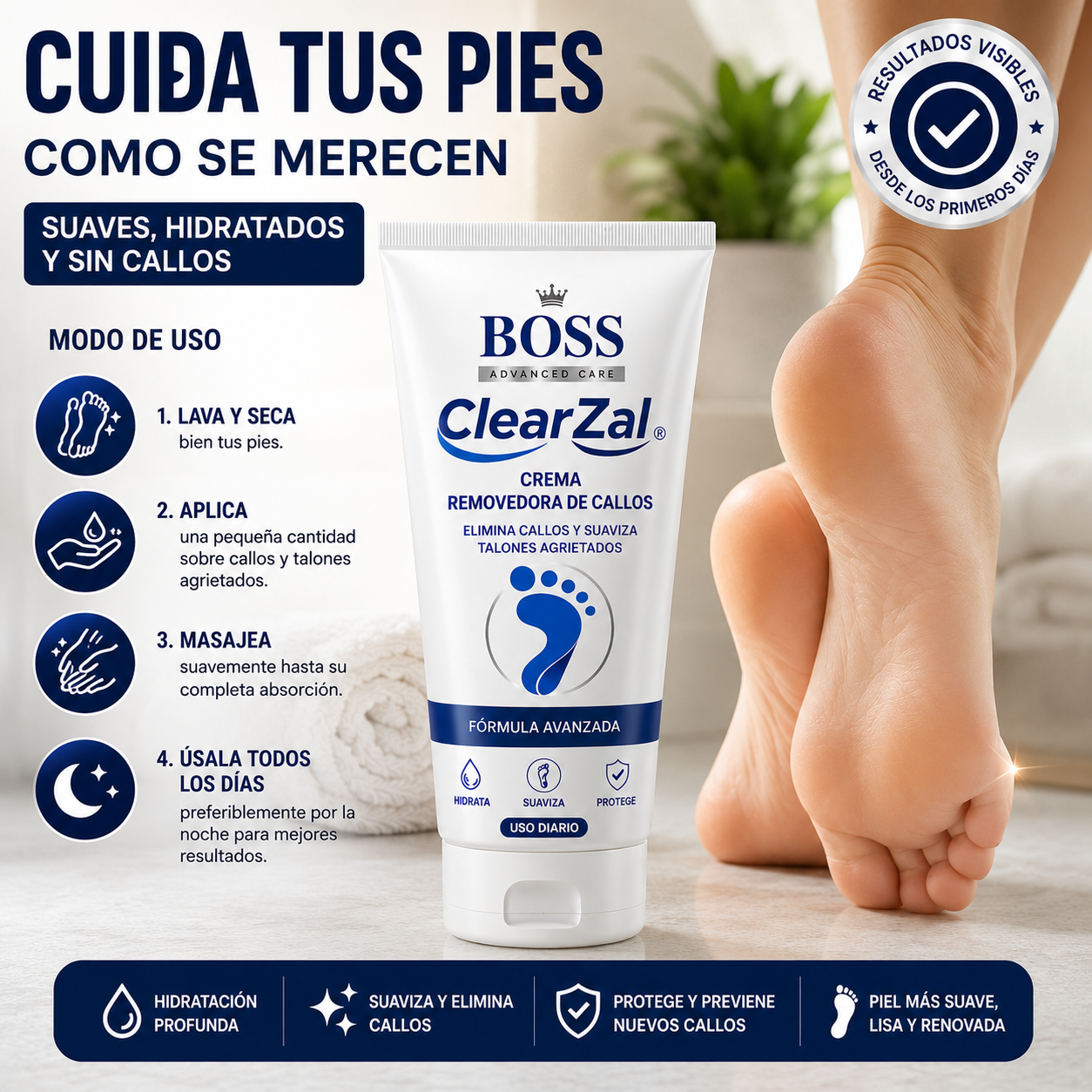 Crema ClearZal – Elimina Callos y Suaviza Talones Agrietados