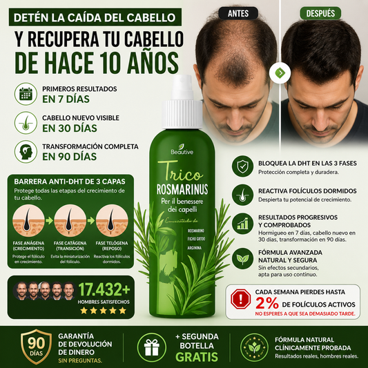 Trico Rosmarinus - Detén la Caída del Cabello y Recupera tu Cabello de hace 10 años