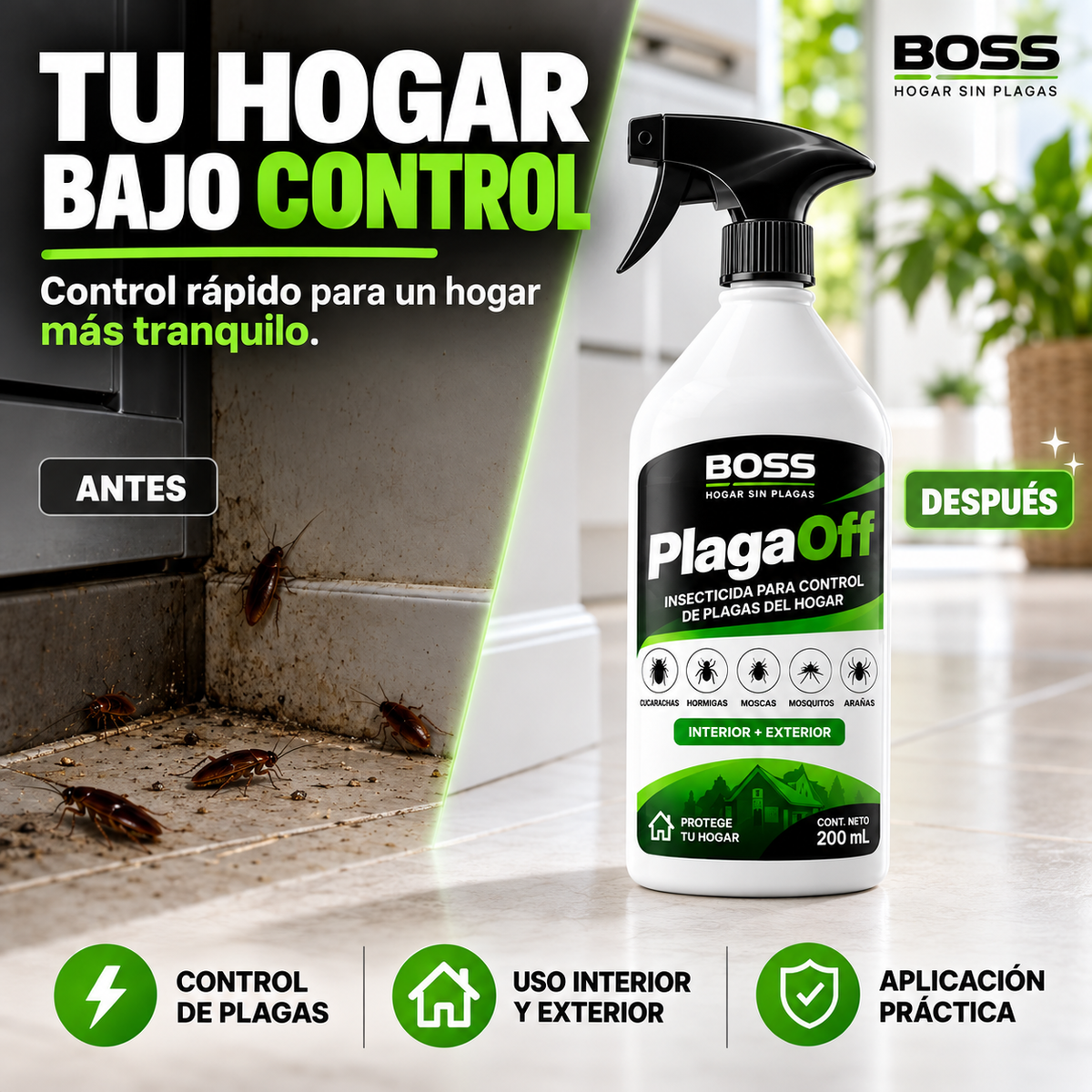 BOSS PlagaOff | Insecticida para control de plagas del hogar