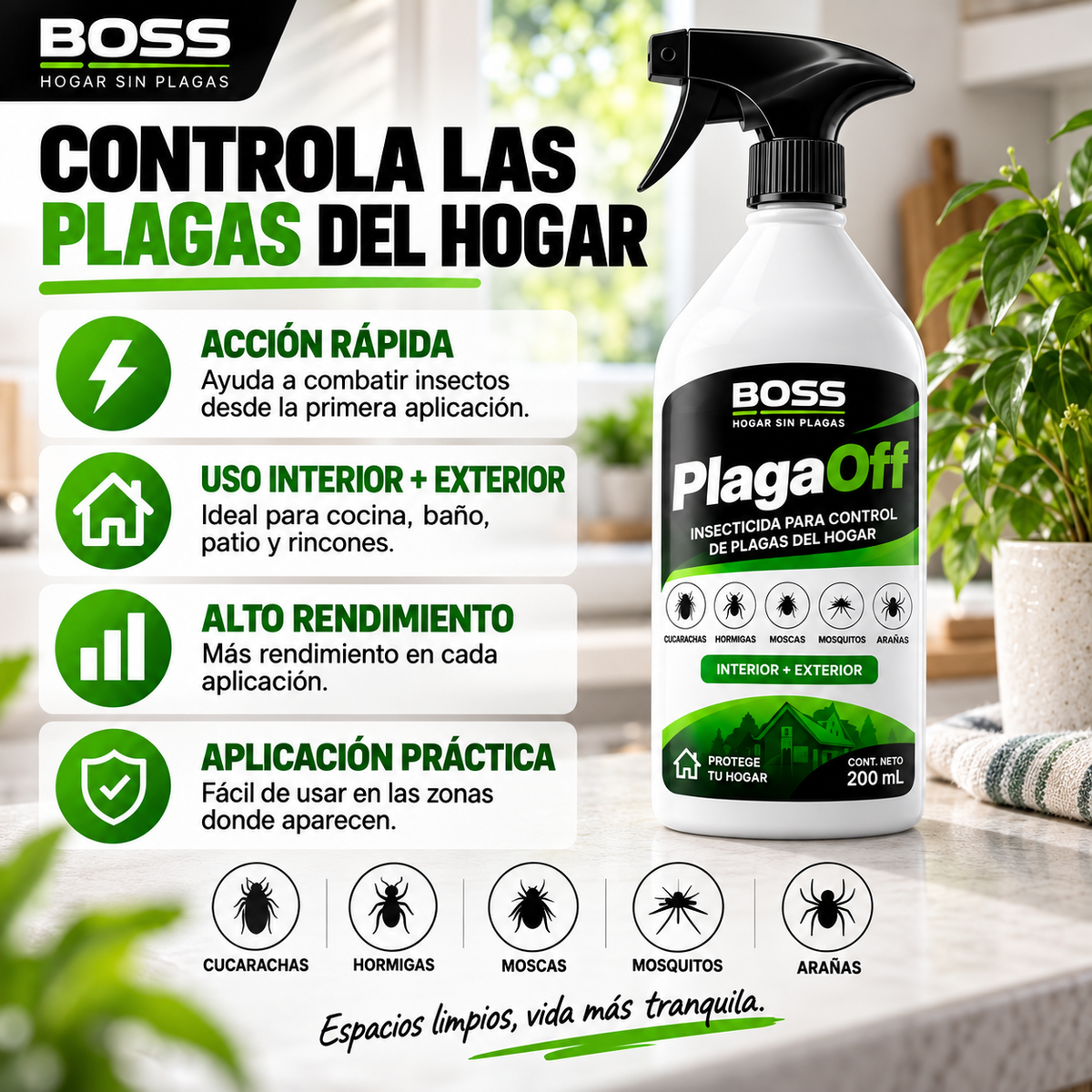 BOSS PlagaOff | Insecticida para control de plagas del hogar