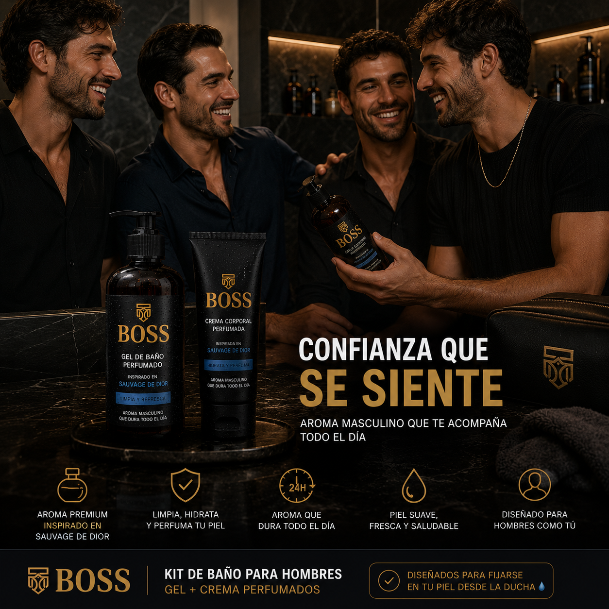 Kit de Baño para Hombres – Aroma Masculino que Dura Todo el Día