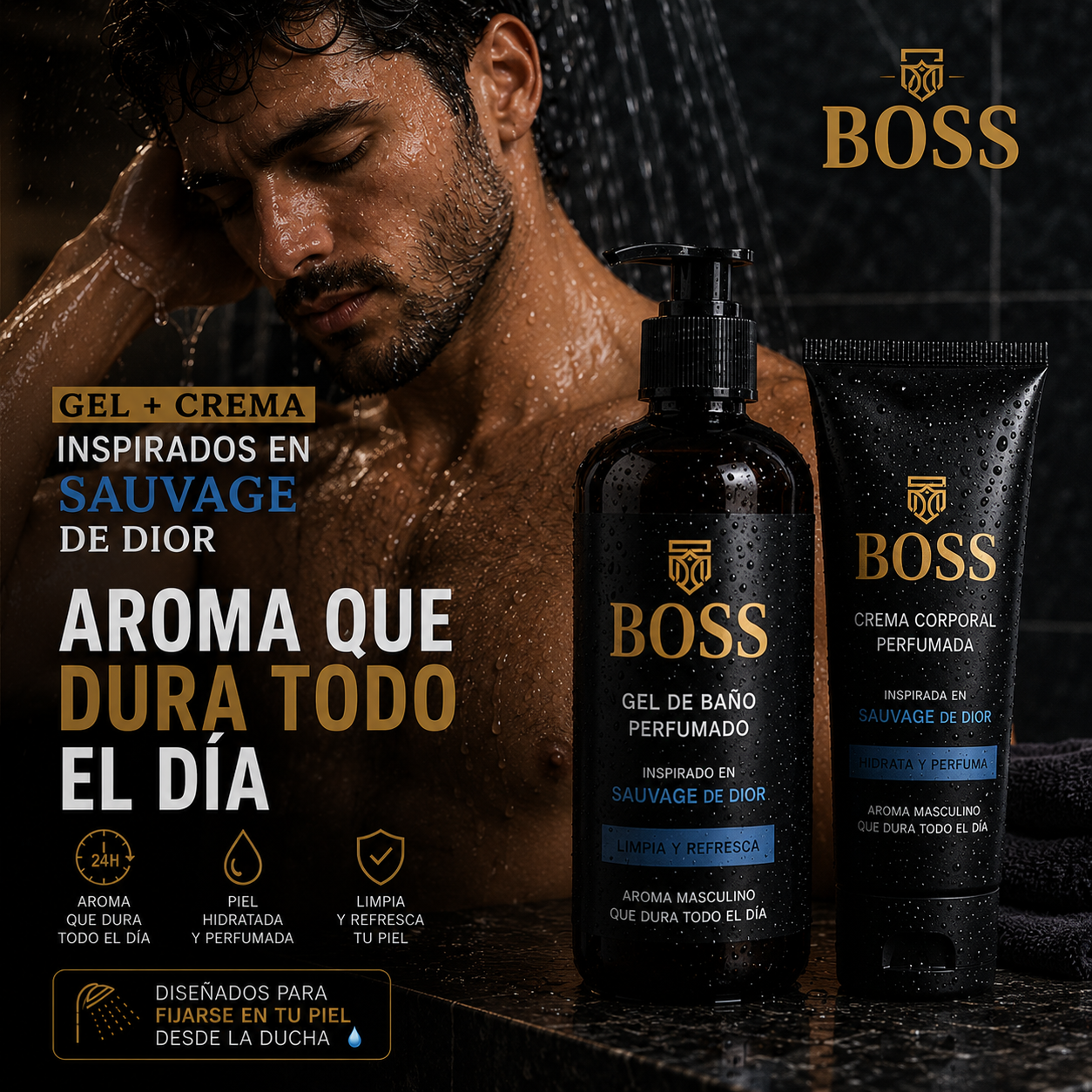 Kit de Baño para Hombres – Aroma Masculino que Dura Todo el Día