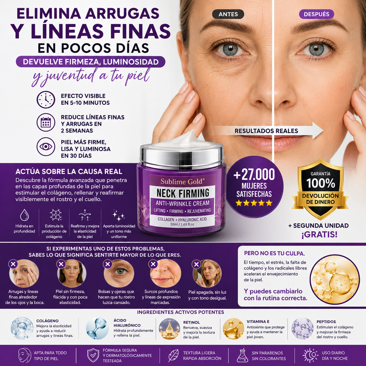 SUBLIME GOLD ANTI-WRINKLE FACE CREAM- Crema Facial Anti arrugas