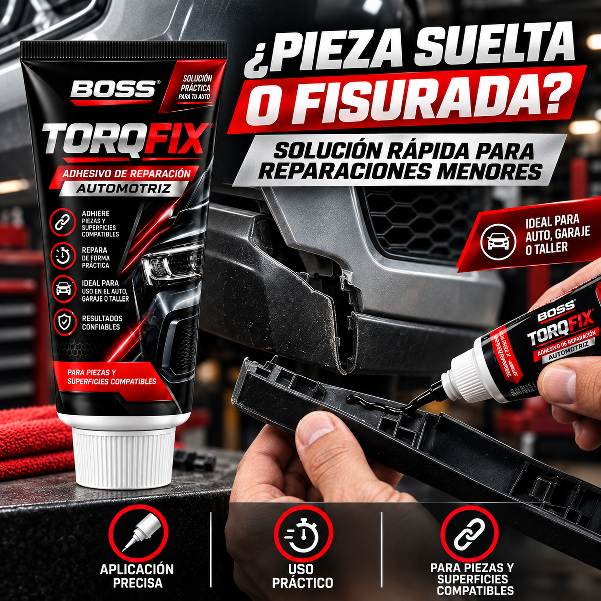 BOSS TORQFIX - Adhesivo de reparación automotriz