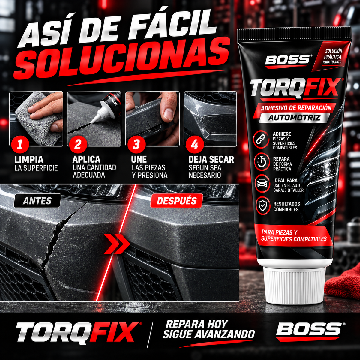 BOSS TORQFIX - Adhesivo de reparación automotriz