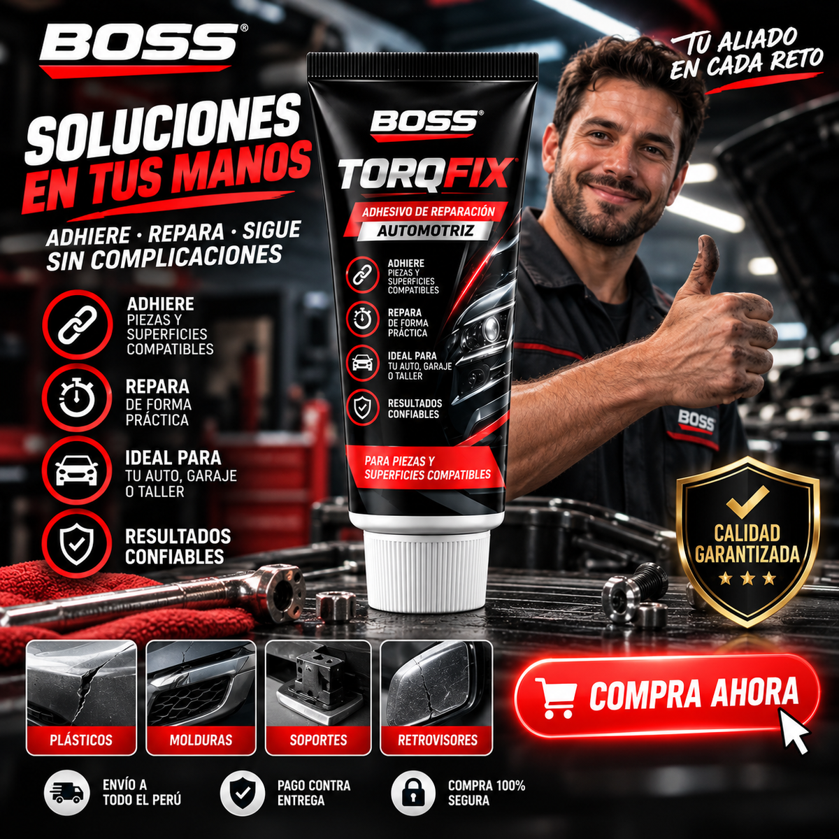 BOSS TORQFIX - Adhesivo de reparación automotriz