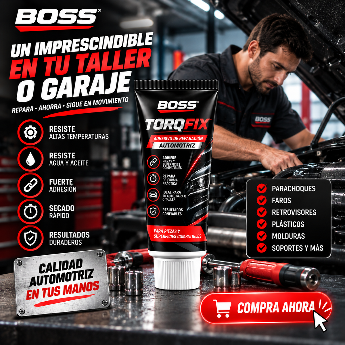 BOSS TORQFIX - Adhesivo de reparación automotriz
