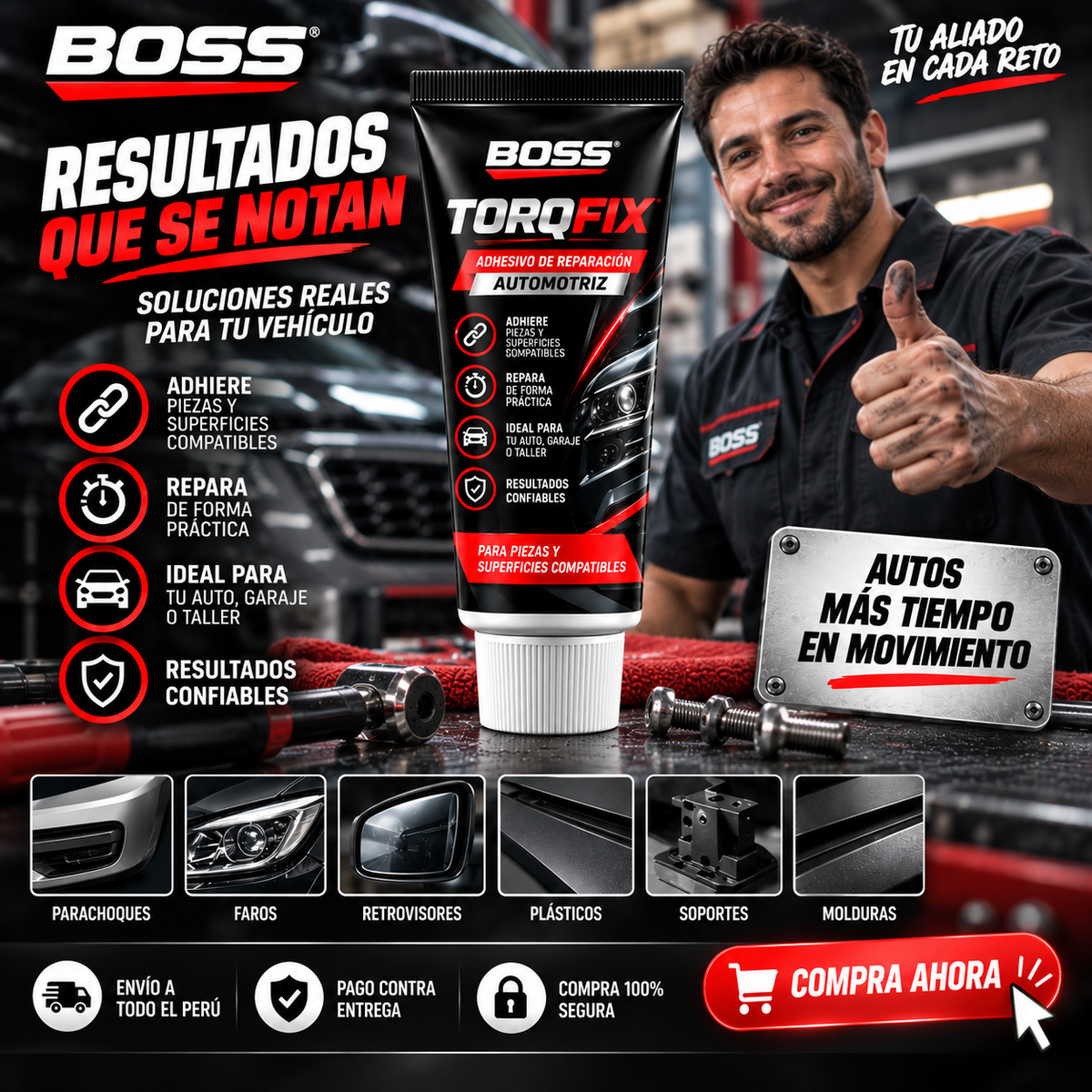 BOSS TORQFIX - Adhesivo de reparación automotriz