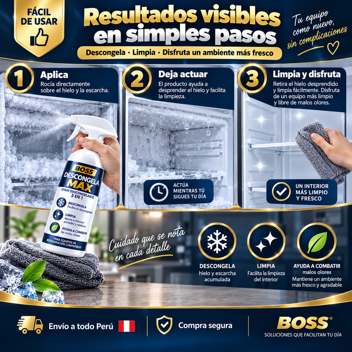 BOSS Descongela Max-Spray Descongelante y Neutralizador de Olores