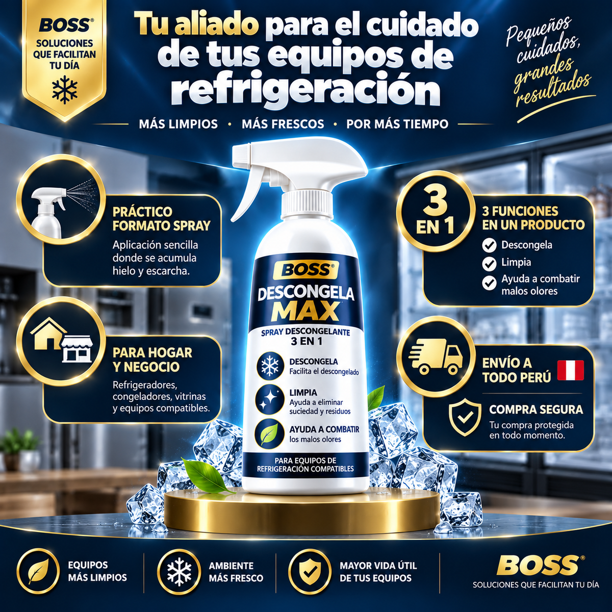BOSS Descongela Max-Spray Descongelante y Neutralizador de Olores