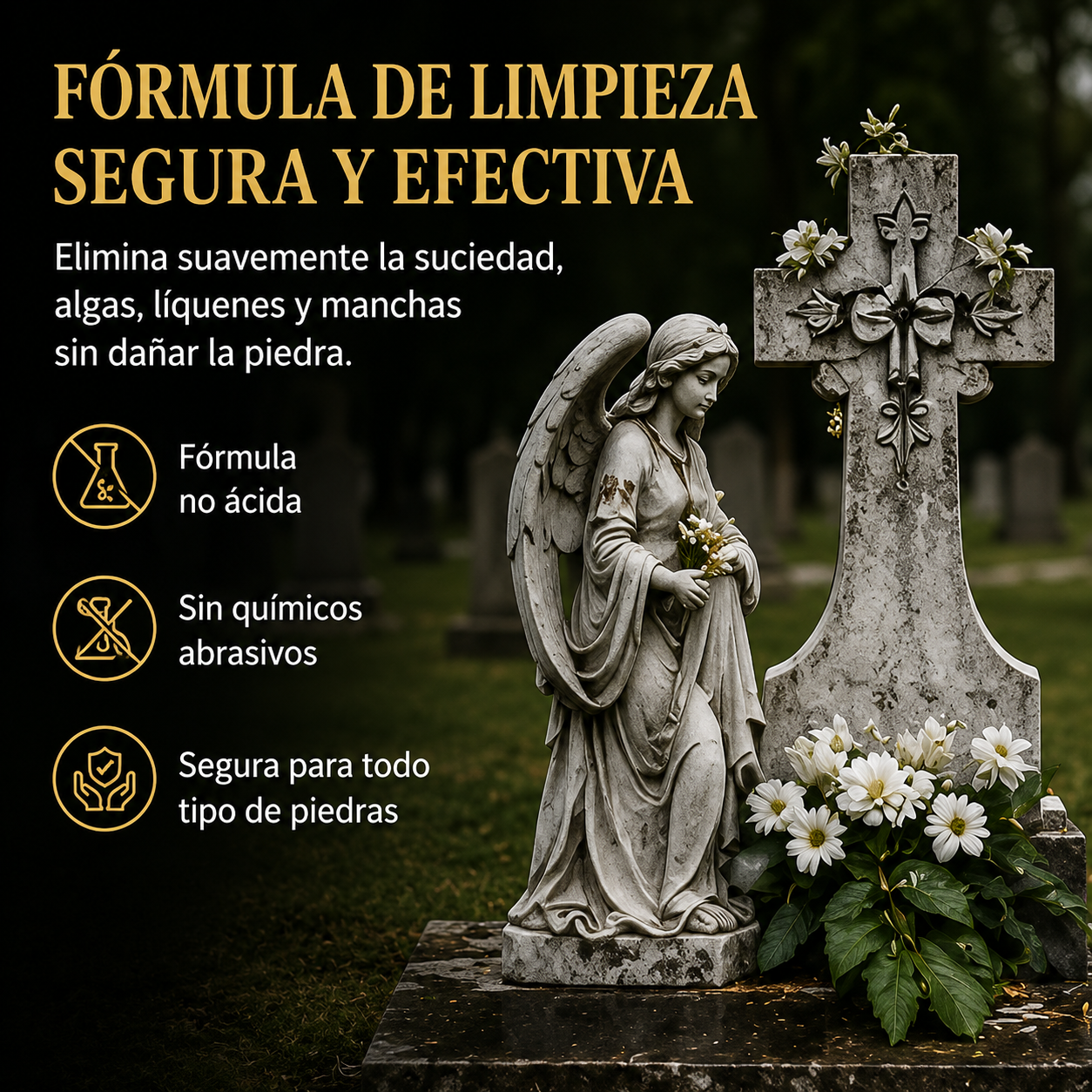 MEMORIAL CLEAN™-Recupera el brillo y apariencia de la lápida en minutos