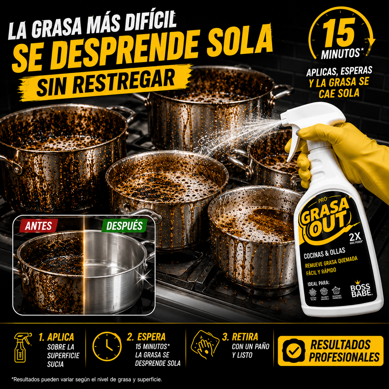 GRASA OUT™- Disuelve Grasa Quemada Sin Esfuerzo