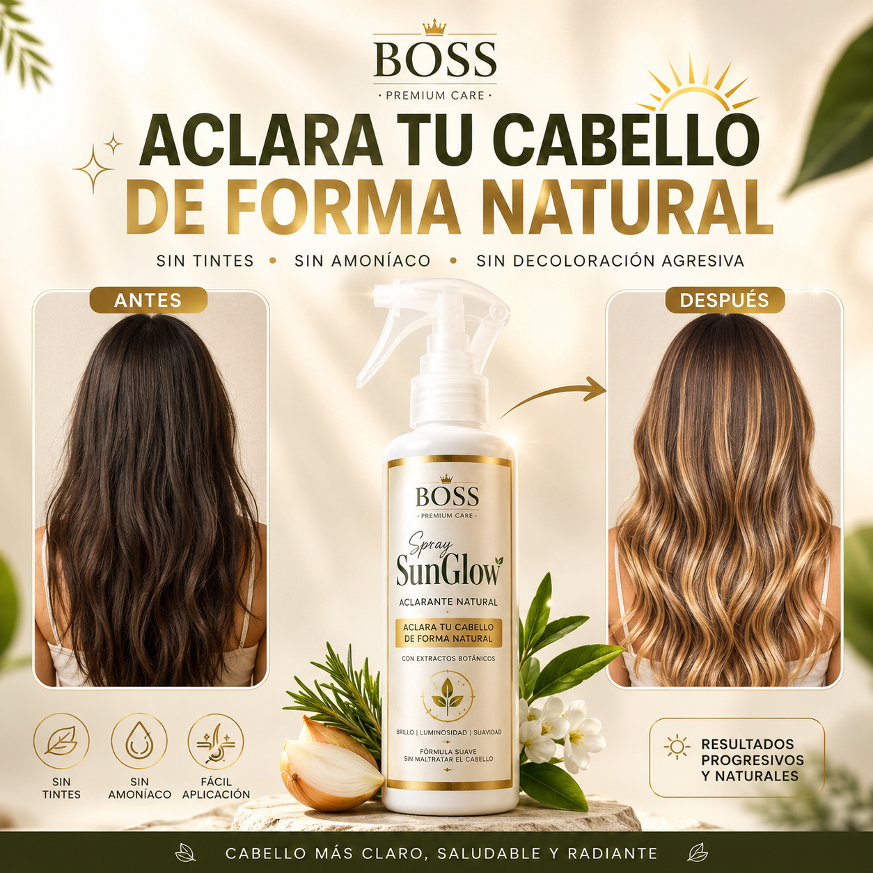 Spray SunGlow – Aclara tu Cabello de Forma Natural ⭐