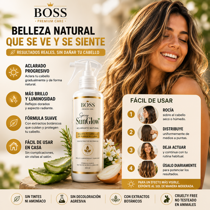Spray SunGlow – Aclara tu Cabello de Forma Natural ⭐