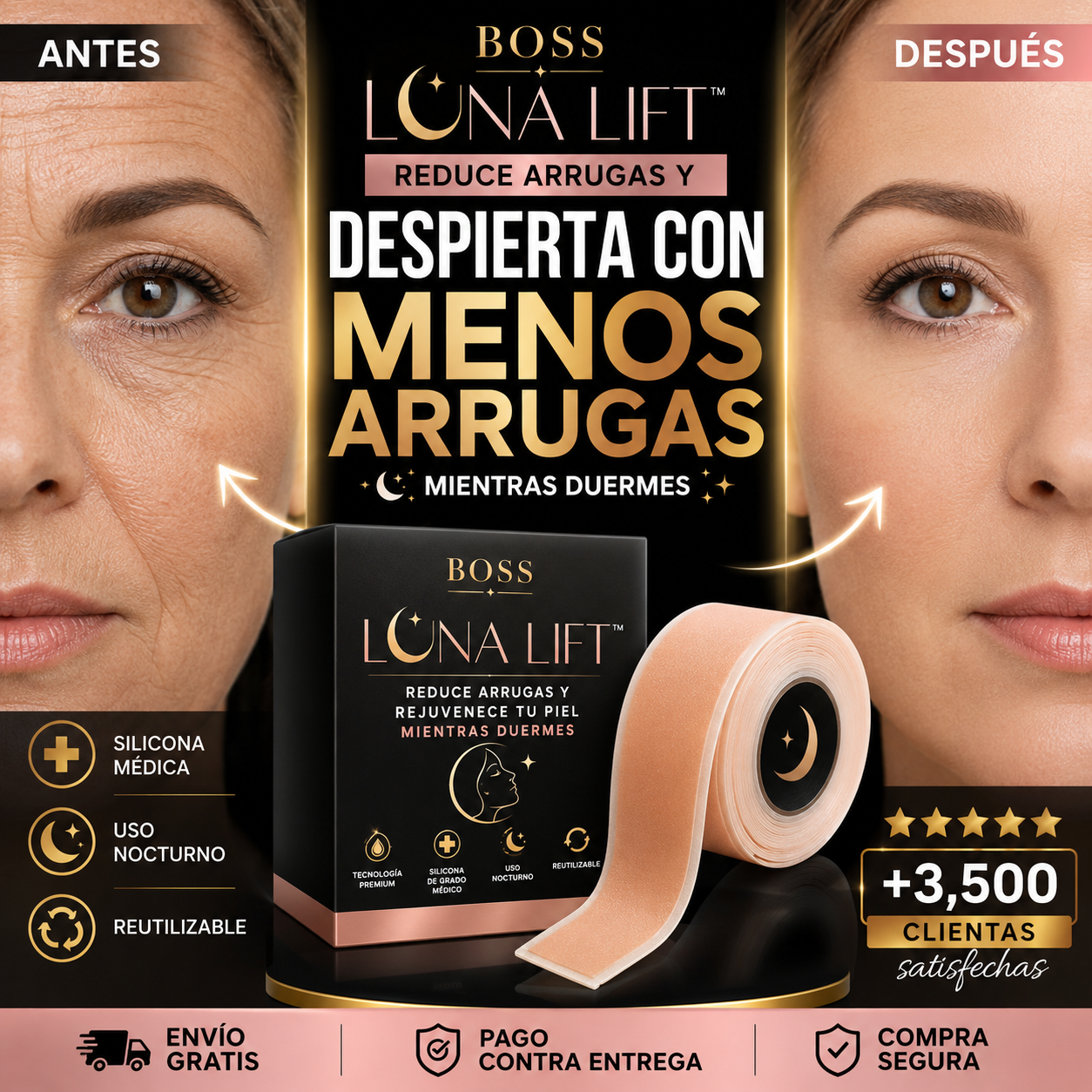 BOSS LUNA LIFT™ – Reduce Arrugas y Rejuvenece tu Piel Mientras Duermes