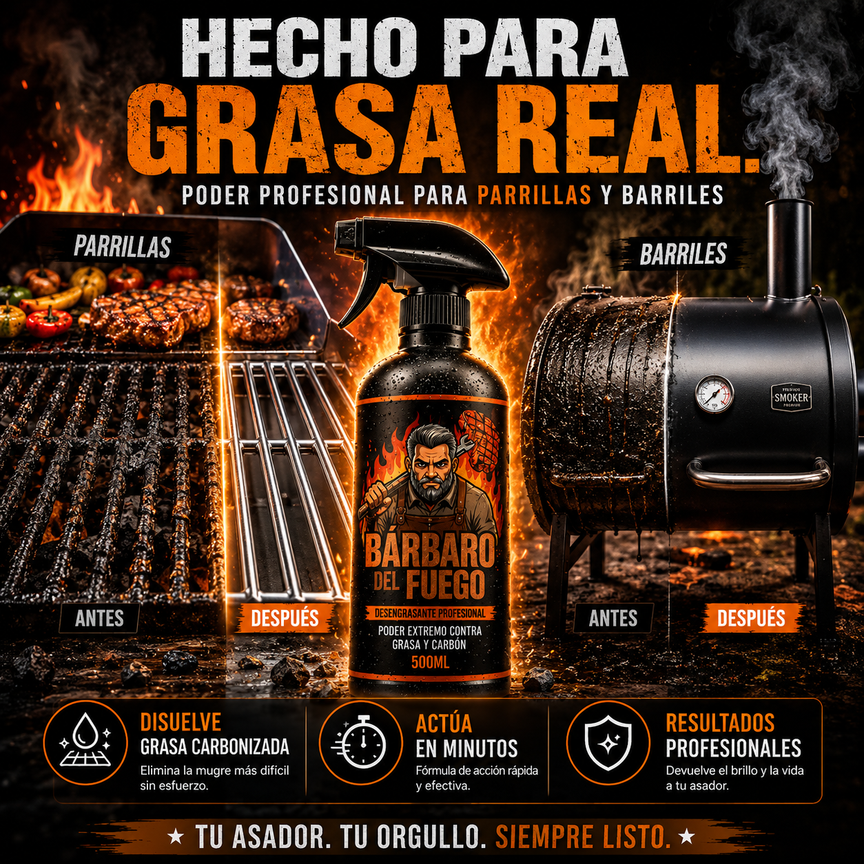 Barbaro Del Fuego-Eliminador De Grasa Carbonizada